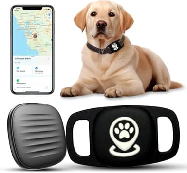 Veeind Pet Tracker for Dog, Dog Tracker Smart Pet Location Tracker with Holder, Smart Item Finder, MFi Certificated, No Monthly Fee, Works with Find My, iOS Only - Black Case