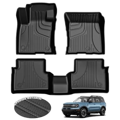 AOMSAZTO Floor Mats for Ford Bronco Sport 2021 2022 2023 2024 2025-1st & 2nd Row All Weather Protection Car Floor Liners Waterproof Mats