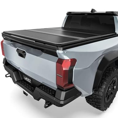LEDKINGDOMUS Hard Tri-fold FRP Tonneau Cover Fits for Toyota Tacoma 2024 2025 2026, 5ft Bed with Track Rail System(Excl. Trail)