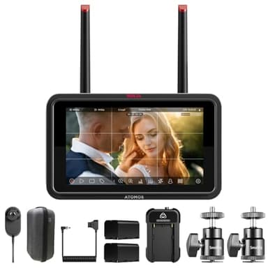 Atomos Ninja TX GO 5" Camera Monitor-recorder, HDMI CFexpress Wi-Fi - HDR Touchscreen Display with Atomos Universal Power Kit & Aluminum Alloy 1/4" Camera Hot Shoe Mount (2 Pack) - Advanced Bundle Kit