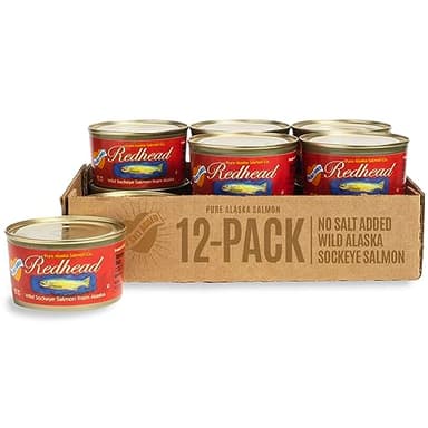 NO SALT ADDED Redhead Wild Alaska Sockeye Salmon 12 pack-7.5oz cans