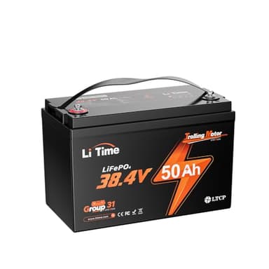 LiTime 36V 50Ah TM LiFePO4 Battery with Low Temp Protection, Deep Cycle Rechargeable Lithium Battery Group31, Up to 15000 Cycles, Perfect for Trolling Motors,Yacht,Boats,Marine,RV,Home