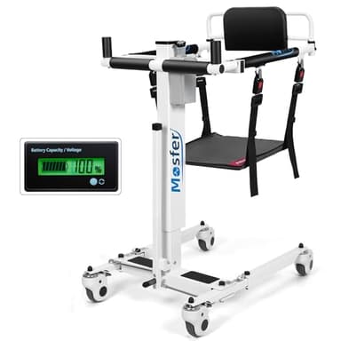 Mosfer Electric Patient Lift Transfer Chair Lift,Chair Lift Assist Devices for Home Seniors and Disabled with Adjustable Height, Folding Bathroom Wheelchair Move from Bed to Chair,Toilet,Car,Outdoor