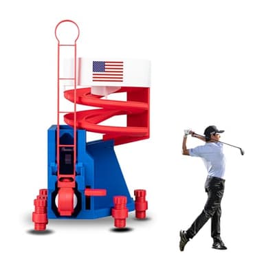 Xantheralis Golf Ball Dispenser, Golf Ball Launcher Pro, Automatic Golf Ball Dispenser & Launcher Pro, High-Capacity Hands-Free Practice Machine(Red+White+Blue)