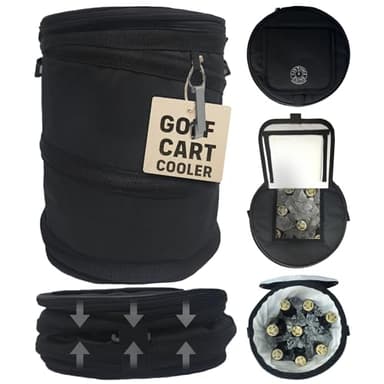InTheZone Golf Cart Cooler – Soft-Sided, Collapsible, Insulated Cooler Bag | Attaches to Cart Basket or Fender | Durable, Leakproof, Portable – Great Gift for Golfers.