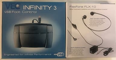 Dictation Depot LLC Express Scribe Transcription Kit - Professional Software, Heavy Duty Infinity IN-USB-3 Foot Pedal, Spectra FLX-10 Headset - 16GB Memory, USB Interface