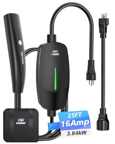 EVDANCE Level 1&2 Charger for Tesla - 12A 120V/16A 240V Mobile Charger Connector with 25 FT Charging Cable, Portable Home Charger Compatible with Tesla Models 3/Y/X/S/, NEMA 5-15 & 6-20 Plug(Black)