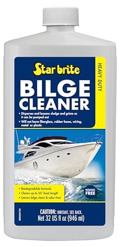 STAR BRITE Heavy Duty Bilge Cleaner - Simple & Easy to Use - Pour In, Run Boat, Pump Out - Emulsifies Oil, Fuel & Leaves Bilge Clean With a Fresh Clean Scent - 32 OZ (080532PW)