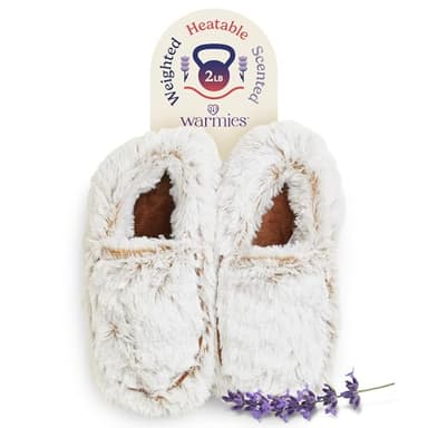 warmies Microwaveable House Slippers for Women - Plush, Soft & Fuzzy Indoor Slippers with Backs & Non-Slip Memory Foam Soles - Cozy Warm Ladies Slipper
