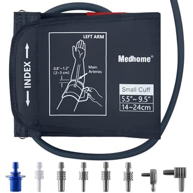 Medhome Small Blood Pressure Cuff Upper Arm 5.5"-9.5"(14-24cm) S Replacement BP Cuff for Small Arms Adult Cuff with 8 Connectors Compatible with Omron and Other Brands BP Monitors