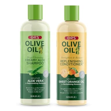 ORS Olive Oil Shampoo & Conditioner with Aloe Vera & Orange Oil for Moisture, Strengthen & Restore (2 Piece Set)