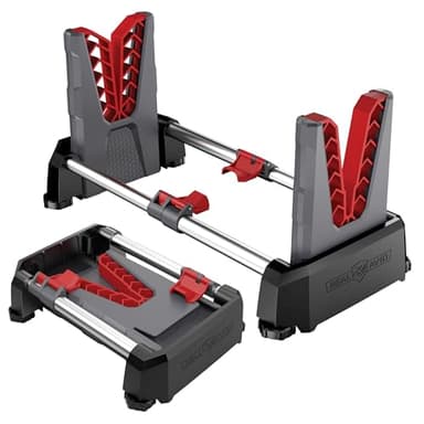 Real Avid Speed Stand | Collapsible Design, Adjustable 10" - 16" Stand for Cleaning & Maintenance | Compact, Portable Range Stand | Lightweight Vise Perfect for Hunting Rifles & Shotguns,Red