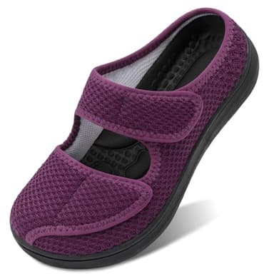 JIASUQI Womens Orthopedic Slippers Slide On Recovery Shoes for Elderly Wide House Shoes for Swollen Feet, Purple 9