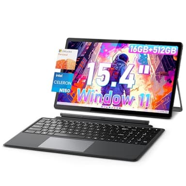 jumper 2 in 1 Laptop/Tablet, 15.4 inch Laptop Computer with IPS FHD Touchscreen, 4-Core N150, 1 Year Office 365, 16GB DDR5 RAM 512GB SSD, 100% sRGB, 72% NTSC, WiFi6, BT5.2, Windows 11 Laptop