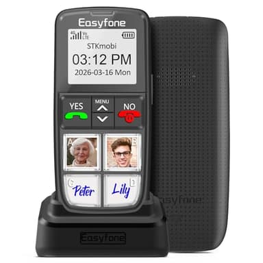 Easyfone Prime-T6 4G Picture Button Cell Phone for Seniors | Easy-to-use | Clear Sound | SOS Button | Easy Charging Dock | SIM Card Included | Suitable for Dementia, Alzheimer's and Kids