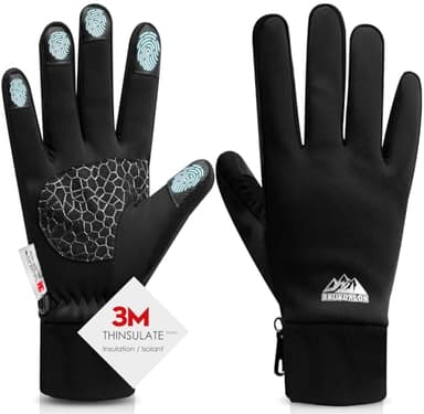 Bruvoalon Winter Gloves for Women & Men, 3M Thermal Insulation, Lycra Fabric, Windproof, Touchscreen, Anti-Slip, Cold Weather (Black, Medium)