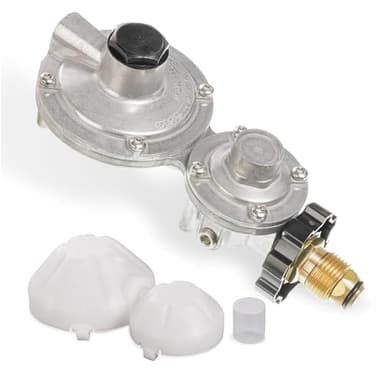 BlueStars 2 Stage Propane Regulator with POL - Standard P.O.L Connection and 3/8in Female Flare Fitting - Propane Tank Regulator for RV Vans Trailers Campers 100lb Tank ASME Tank Generators