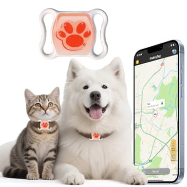 GPS Tracker for Dogs and Cats - No Monthly Fee/Subscription, No SIM Card Required - Real-Time Alerts, Historical Routes - Waterproof, Lightweight - Compatible with Android & iOS, Fits Any Collar
