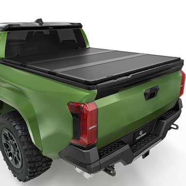 YITAMOTOR FRP Hard Tri Fold Truck Bed Tonneau Cover Fits for Toyota Tacoma 2024 2025 2026 5 ft Bed (Excl. Trail Edition) with Deck Rail System