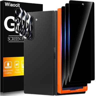 Wiaocit 3 Pack Privacy Screen Protector for Samsung Galaxy Z Fold 7/Z Fold 8 with 3 Pack Camera Lens Protector, 9H Hardness, Tempered Glass, Bubble Free, Case Friendly