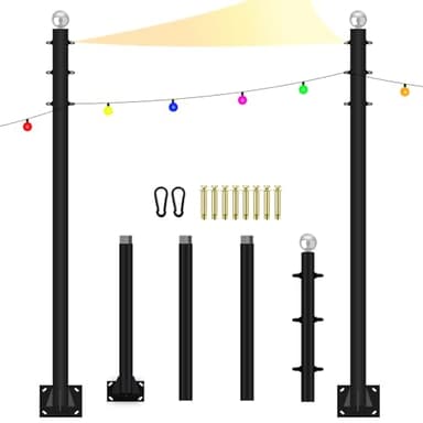 Sun Shade Sail Poles 10FT Outdoor Shade Sail Pole Kit Heavy Duty Steel Post Support Awning Canopy for Deck Patio Outside Backyard(10FT,2pack)