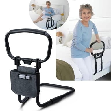 Sturdy Bed Rails for Elderly Adults Safety - Foldable & Adjustable Bed Rail - Supports up to 330lbs - Free Motion Light & Storage Bag - Fit King, Queen, Full, Twin - Bed Guard Rail for Seniors WELLORA