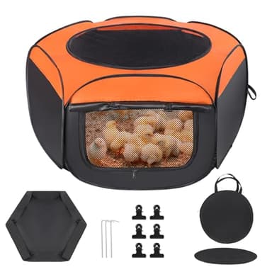 Chick Brooder Box, Upgrade Double Door Brooder Box for Chick Starter Kit, Pop-Up Baby Chicken Pen Supplies Brooding Up to 15 Baby Chicks, Duck and Quail