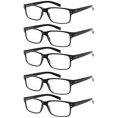 NORPERWIS Reading Glasses 5 Pairs Quality Readers Spring Hinge Glasses for Reading for Men and Women (5BLACK, 1.50)