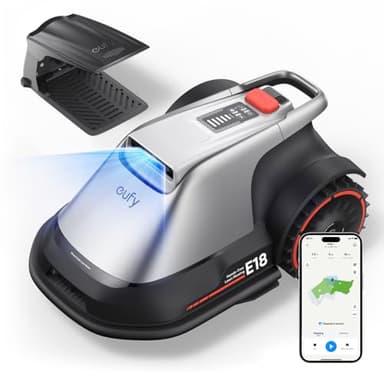 eufy E18 Robot Lawn Mower,Max 0.3 Acres,Wireless Robot Mower with Auto Mapping,Vision Navigation,Multi-Zone Management,Robotic Lawnmower with AI Obstacle Avoidance,APP Control,18°Slope,Cut Height1-3"
