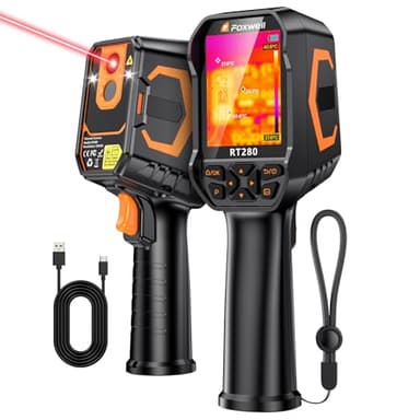 FOXWELL RT280 Thermal Imaging Camera, 320 X 240 2.8" LCD Screen Thermal Camera, TISR Resolution 240 x 180, 25Hz Handheld Infrared Cameras with Laser, PC Analysis, Photo & Video Recording, 8GB Storage