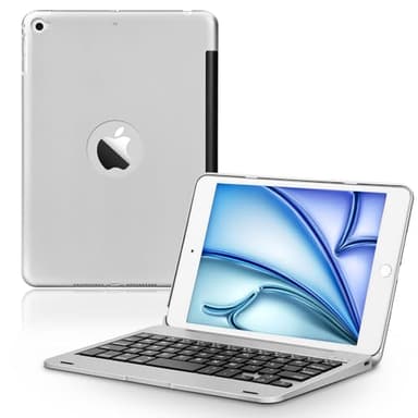 ONHI Ultra-Slim Wireless Keyboard Case for iPad Mini 4 / Mini 5, Durable Plastic Alloy Shell, Smart Folio Case with Auto Sleep/Wake Function, Silent Typing Experience (iPad Mini 4/5 Sliver)