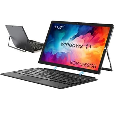 TPSPAD Windows Tablet with Keyboard, 11.6 inch 2-in-1 Tablets Laptops Touchscreen Windows 11, Intel Celeron, 1920 * 1080 IPS 8GB RAM 256GB EMMC 2.4G/5G WiFi Bluetooth HDMI USB
