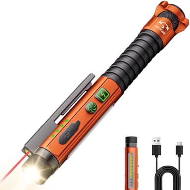 PASIION EDC Flashlight Rechargeable,800 Lumen Small Flashlight with Magnetic Clip & Base, 11 Modes LED Flashlight,Glass Breaker&Bottle Opener, USB-C Flashlight for Working,Home and Emergency