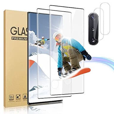 SunColorful (2+2 Packs) For Note 10 Plus Screen Protector With Camera Lens Protector, High-Definitiontransparency, 9H Hardness, Scratch Resistant, Easy To Install, 6.8 Inches