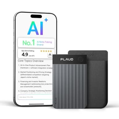 Plaud Note Pro AI Voice Recorder, Transcribe & Summarize with AI, App Control, Note Taker for Meetings & Calls, Supports 112 Languages, Ultra-Slim w/InstantView Display, Case Included, Black
