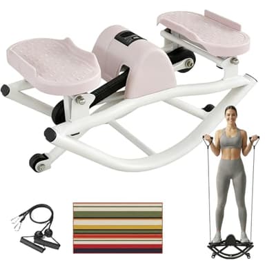 Rock Stepper Step Side to Side,Mini Rock Stepper for Home & Office Workout, Low Impact Lateral Motion Exercise Machine for Core Glutes, Whisper Rock Stepper Machine, Fully Assembled, 330lbs (Pink)