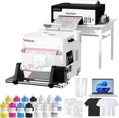 RocRow L8058 DTF Printer Machine with XP600 Printhead, A4 DTF Printer Bundle for DIY T Shirt Printing, Auto Cleaning for DIY & Custom Printing,White Ink Mixing, L8
