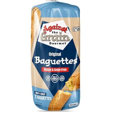 Against the Grain Gluten-Free Original Baguettes, 15 oz, No Grains, Seed Oils or Preservatives; Frozen Bread, 2 Baguettes