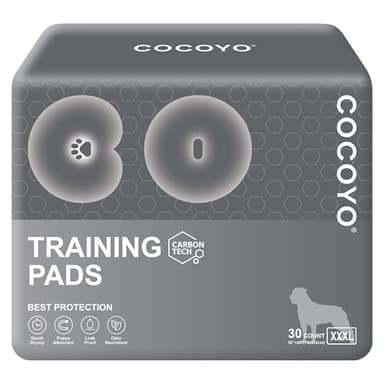 COCOYO Dog Training Pads Giant Size丨Carbon Absorb Eliminating Urine Odor Puppy Pads 丨 Premium Charcoal Dog Pee Pads (30 Count, XXXL 30x45 inch)