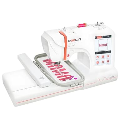 PooLin EOC05 Embroidery Machine 4"x9.25" Area Single Needle Embroidery Machine with 7 in Large Touchscreen, WiFi Design Transfer, Ideal for Home DIY & Personalized Gifts, Includes 1-on-1 Training