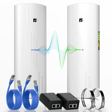 Wireless Bridge Point to Point Outdoor WiFi, Wireless Network Expansion Kit, Long Range High Speed 5G | 2 Units Bridge Kit Complete Pre-Configured - P2P Long Range (2Pack)
