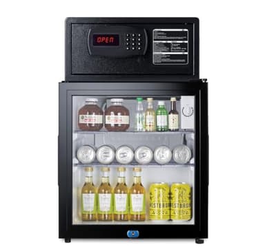 Summit Appliance MBSAFEG Minibar In-Room Safe Combination, Perfect for Hotel Room, and Hospitality Space (Glass)