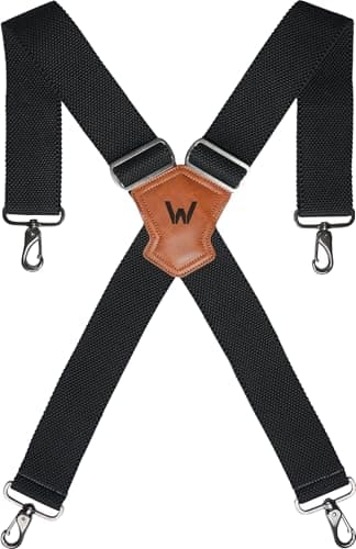 WELKINLAND HD Elastic Work Suspenders, Heavy Duty Suspenders For Men, 2-Inch Wide Suspenders For Men, Mens Suspender For Jeans, Man Suspender With Hooks For Belt Loop, Work Suspender For Man
