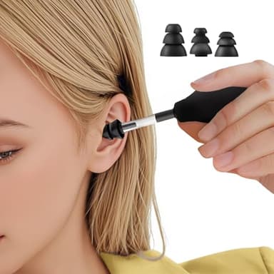 Ear Pressure Relief Suction Device, Ear Pressure Tool, Migraine and Headache Relief Inner Ear Pressure Balance, Airplane Ear Pressure Relief, Reduce Tension, with 3 Sizes of Earplugs, Black