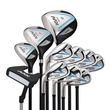 KVV Premium Left Hand Golf Club Set 11-Piece Set for Women, Including Driver, Fairway, Hybrid, 5#-P# Irons, Putter Steel Shaft Regular Flex Golf Clubs, Without Golf Bag