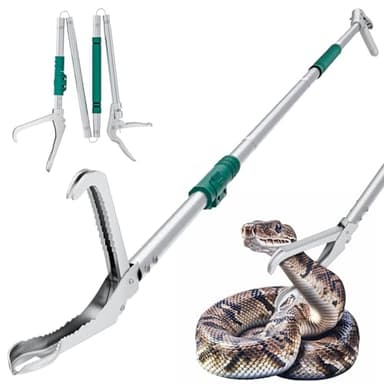 LURMMUE 69" Snake Grabber Tool – Heavy Duty Locking Reptile Tongs for Rattlesnakes, Long Reach Folding Snake Catcher for Outdoor, Garden, and Emergency Use