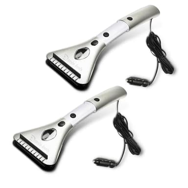 Zento Deals Heated Car Window Snow/Ice Scraper with Light - Extendable 12V LED Light with 15.8 feet Long Cord (2)
