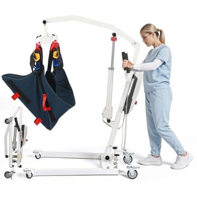 Electric Patient Lift, Foldable Patient Lift for Home Use, Portable Electric Patient Transfer Lift, 500lbs Electric Body Transfer Lift w/Commode Sling, Installation Free,Emergency Stop