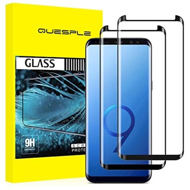 QUESPLE [2 Pack Screen Protector for Samsung Galaxy S9 5.8 Inch, HD Clear Tempered Glass, Easy Installation, High Sensitivity, Case Friendly
