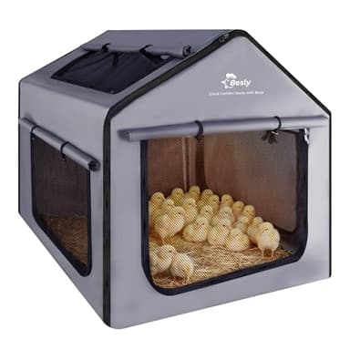 Besly Brooder Box for Chick, 29"x29"x29" X-Large Chicken Brooder for 15-20 Chicks, Breathable Mesh Ventilation, Waterproof Removable Bottom Mat, Assembly Required, Easy Set up
